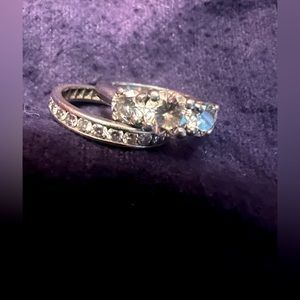 Diamond engagement ring and wedding band set.